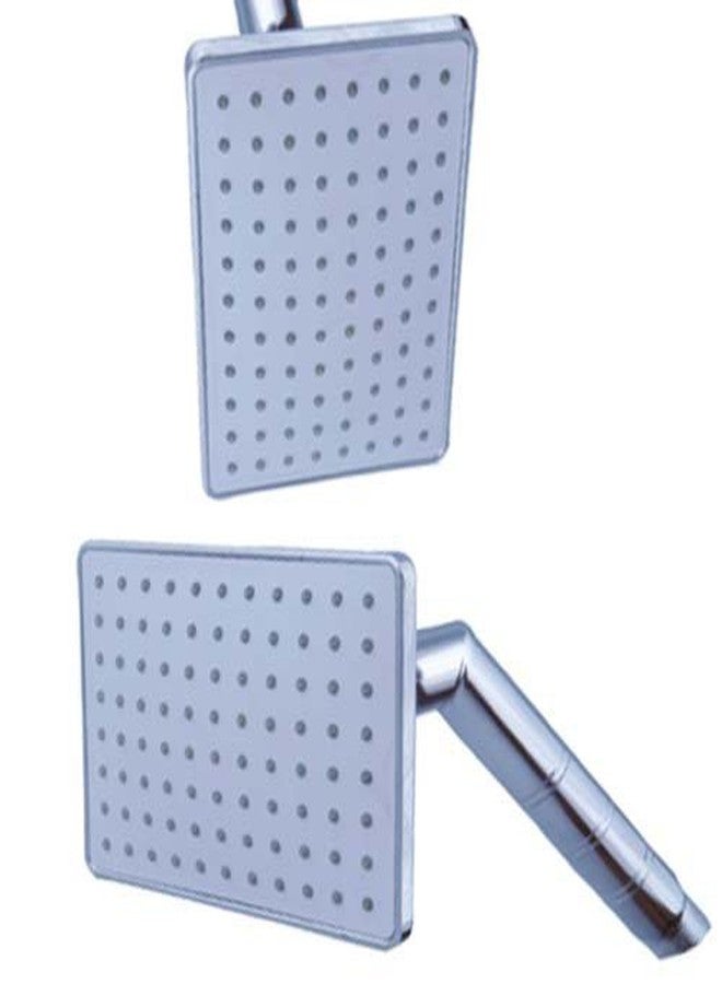 SHRUTI 5 x 3" Square Single Flow ABS Shower Head with Round Shower Head arm Overhead Bathroom Rain Shower with Rubbit Cleaning System (Chrome) with Free Wall Flange and Teflon tap - (6007, 1774,1375) - Image 1
